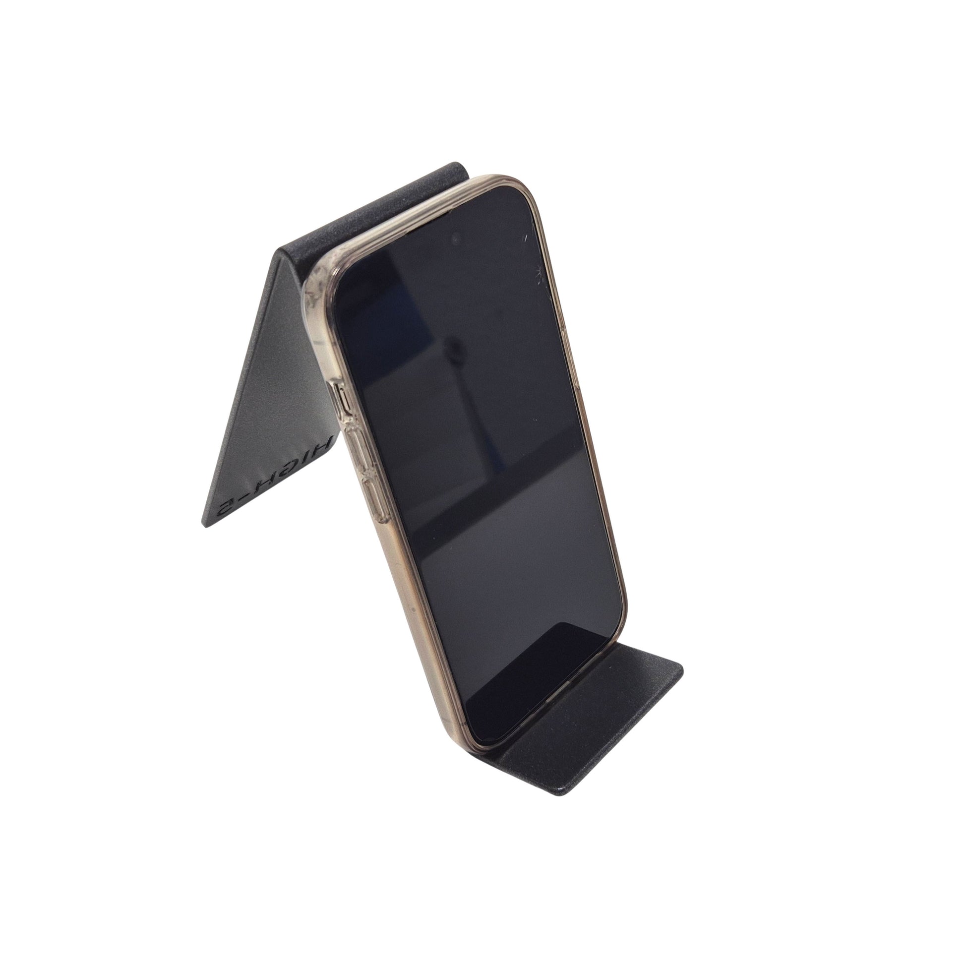 Anthrazit Metall-Handyhalter Highfive Engineering für Schreibtisch, Smartphone Ständer