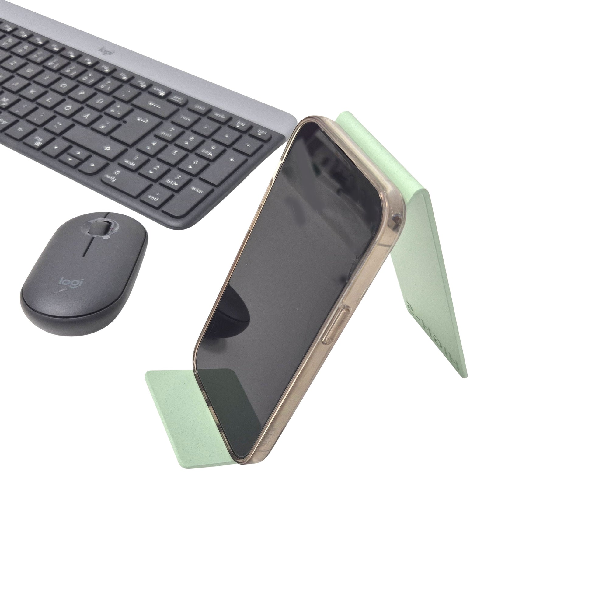 grün Metall-Handyhalter Highfive Engineering mit Tastatur, Smartphone Ständer