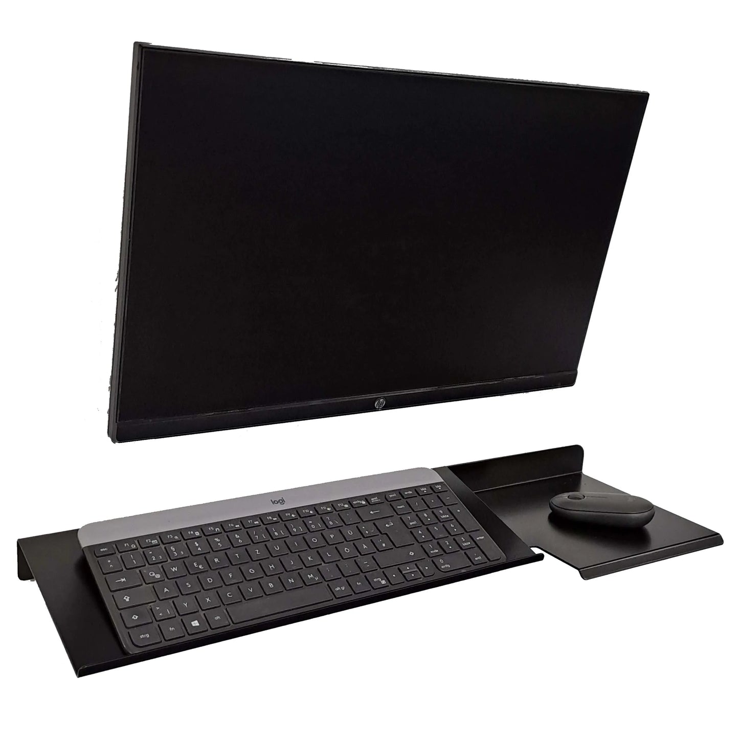 Tastaturhalterung / Tastatur Wandhalter mit Mausablage / Orange Anwendungsbeispiel